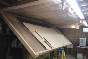 Easy to Build Ceiling-mounted veneer storage keeps supplies handy