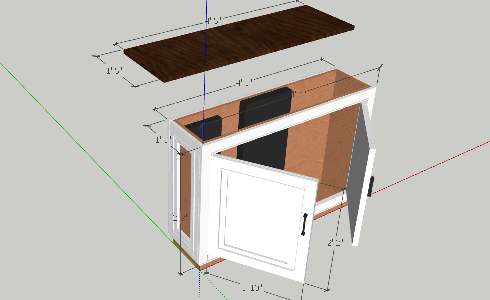 TV Lift Cabinet Dimensions in 3D